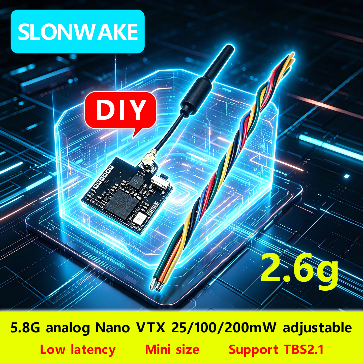 SLONWAKE Nano 5.8G 48CH 200mW  - Drone Transmitter 评论和价格