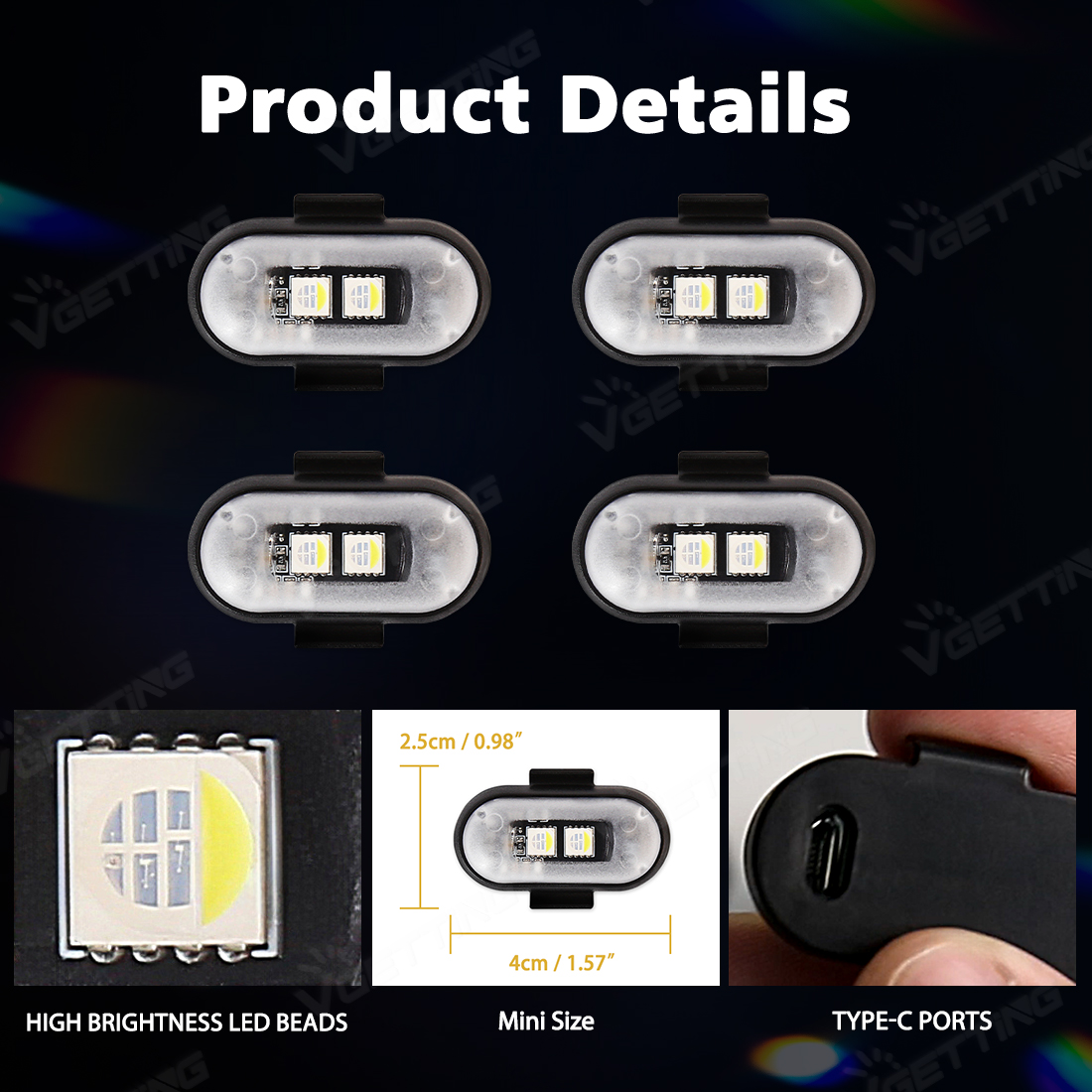 4Pcs Mini Drone Strobe Light 8 - Drone Led Light 评论和价格