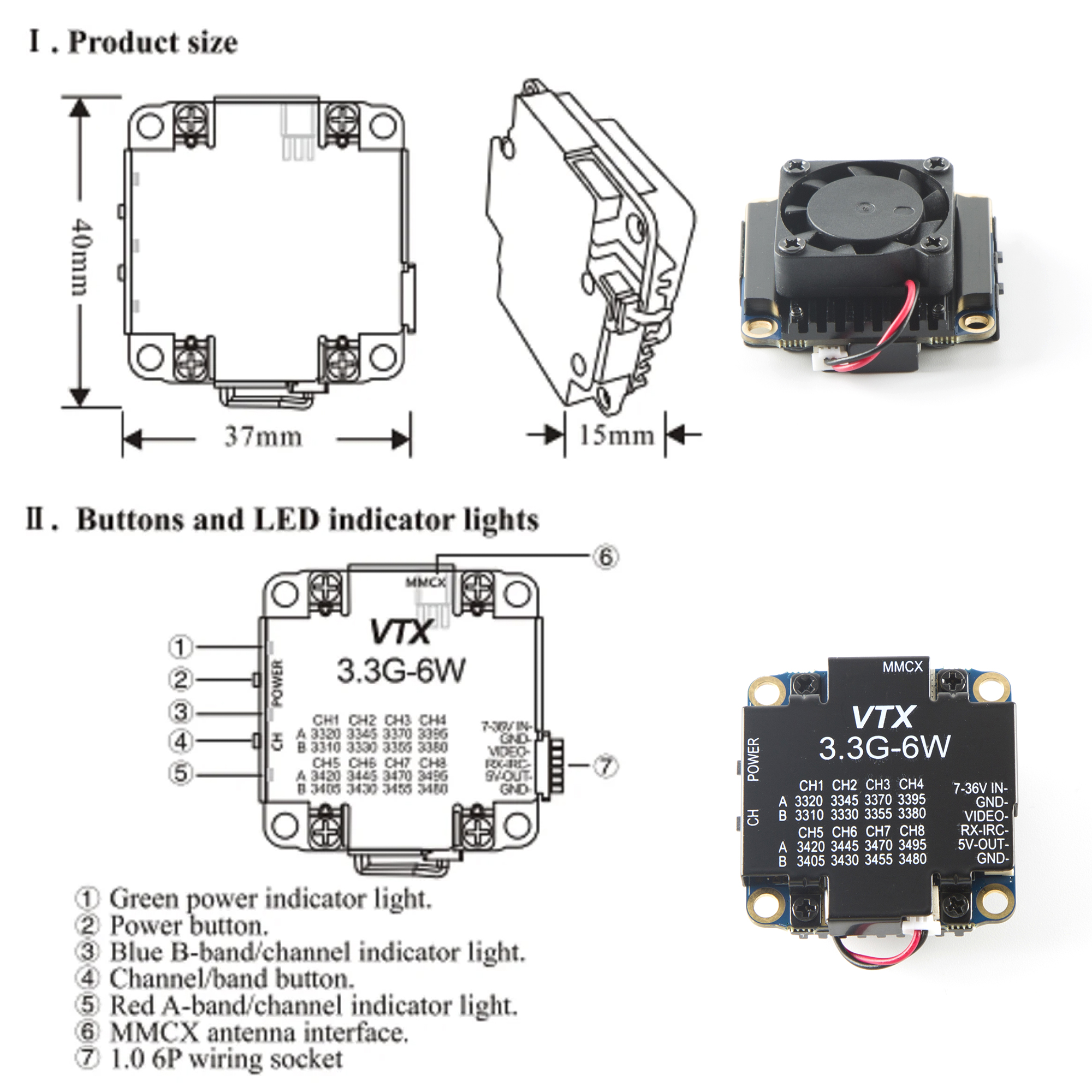FPV Video Transmitter 3.3G 6W  - Drone Transmitter 评论和价格